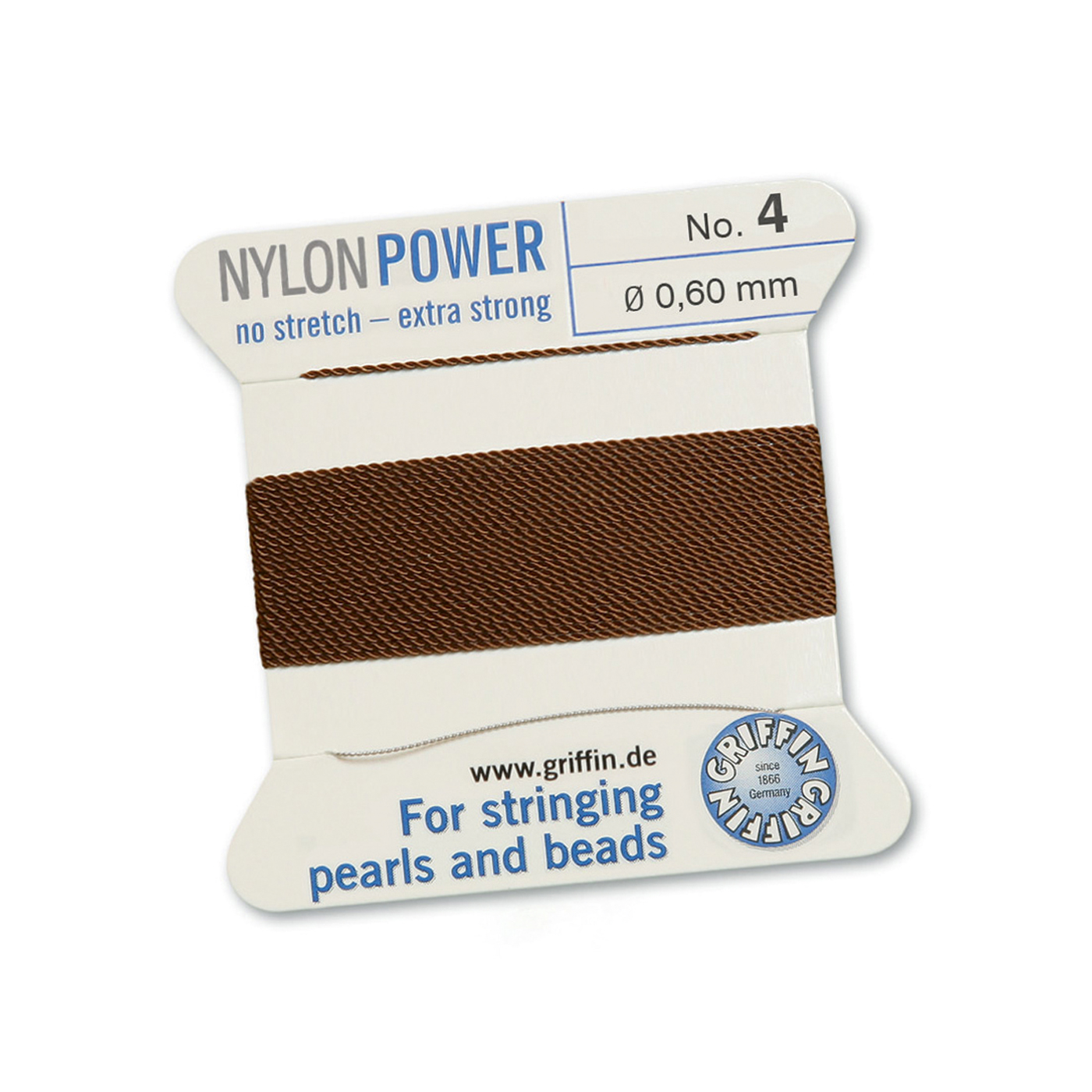 Bead Cord NylonPower, Brown, No. 4 - 2 m