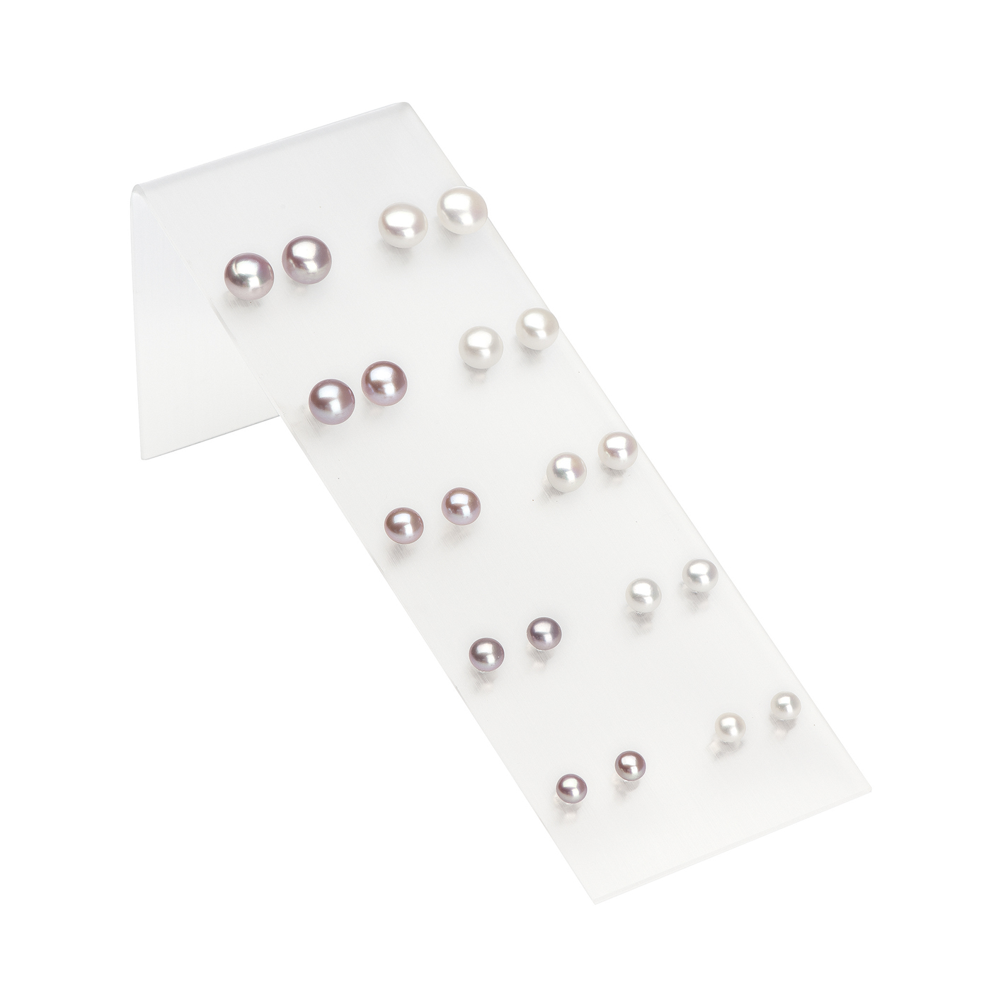 Pearl Ear Stud with Display, White/Natural - 1 assortment