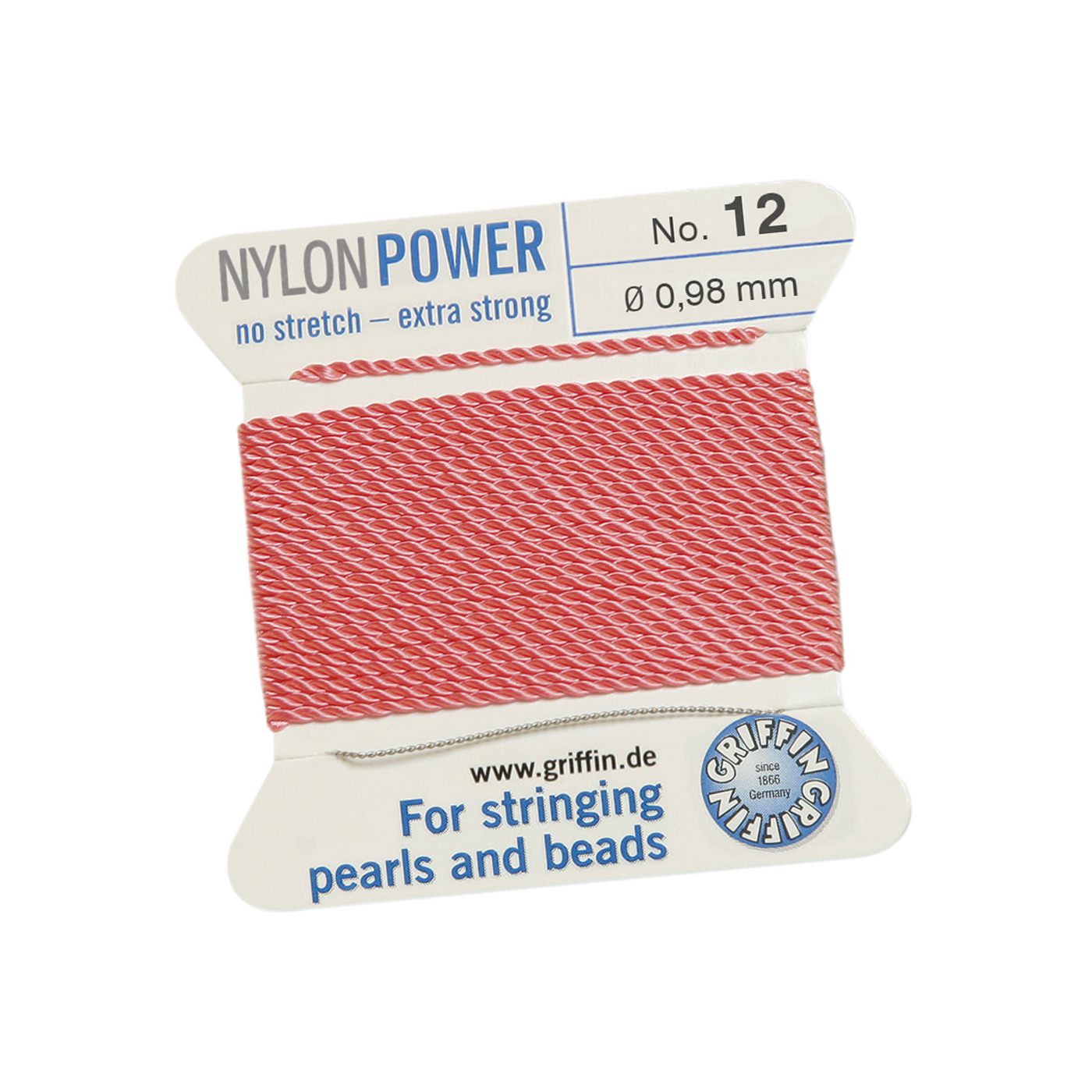 Bead Cord NylonPower, Dark Pink, No. 12 - 2 m