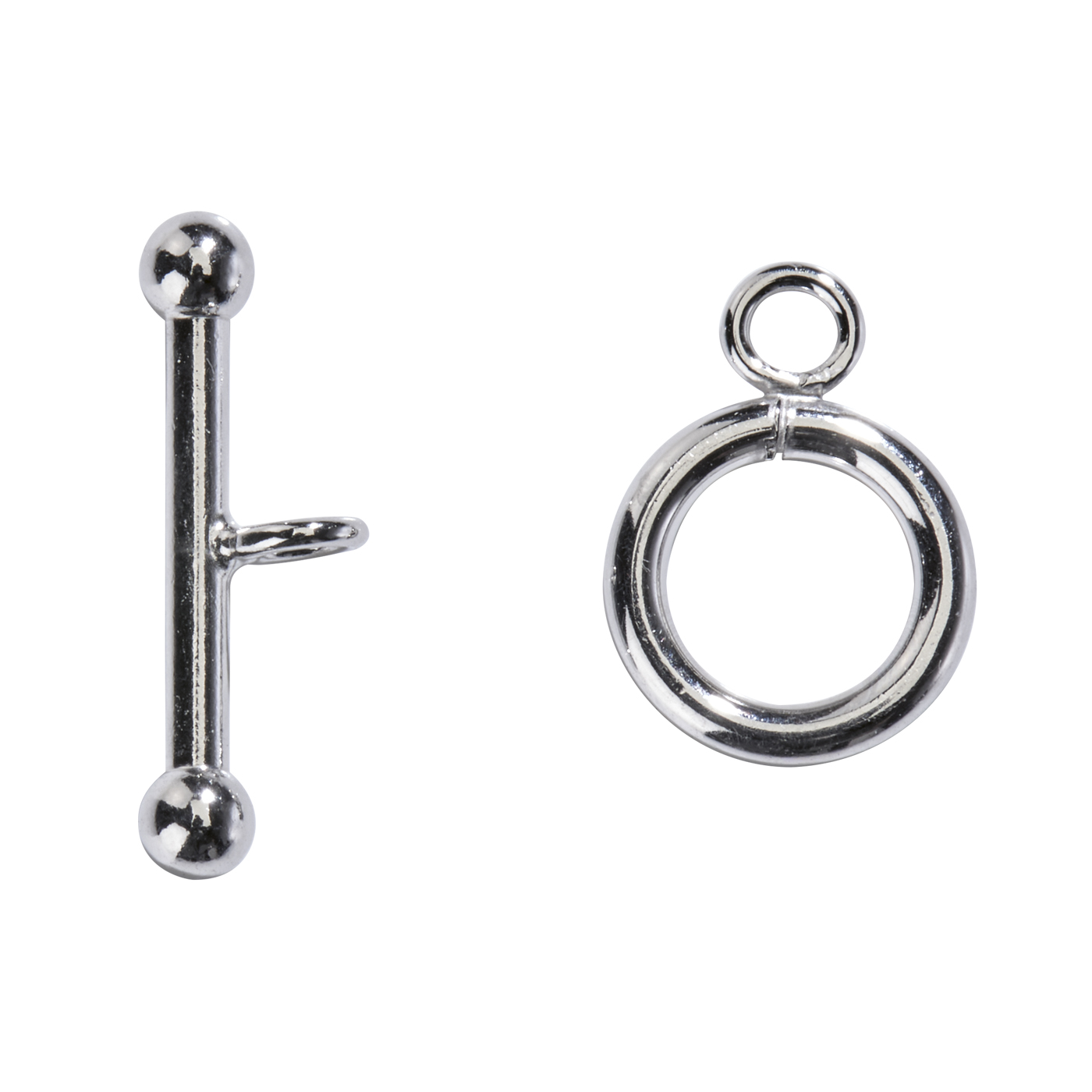 Knebelverschluss, 925 Ag rhod., ø 8,7 mm, geschlossene Ösen - 1 Stück Knebelverschluss, 925 Ag rhod., ø 8,7 mm, geschlossene Ösen - 1 Stück
