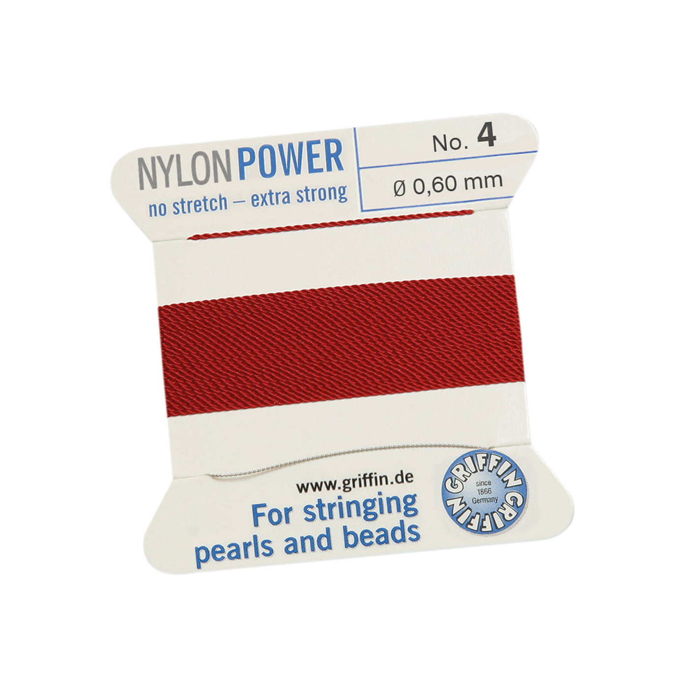 Bead Cord NylonPower, Garnet Red, No. 4 - 2 m
