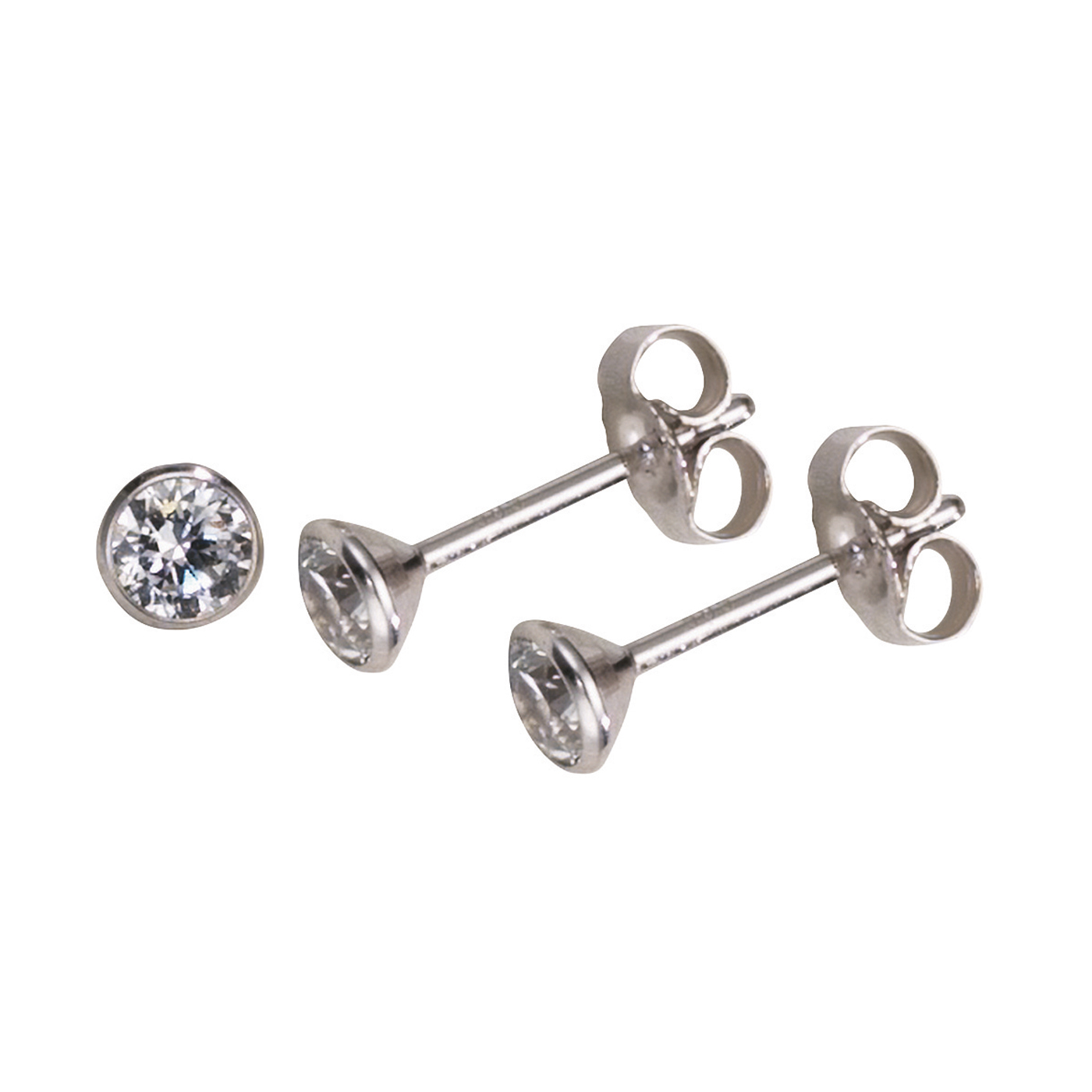 FBM Ohrstecker, 585 WG, Zirkonia weiß, ø 4,00 mm - 1 Paar
