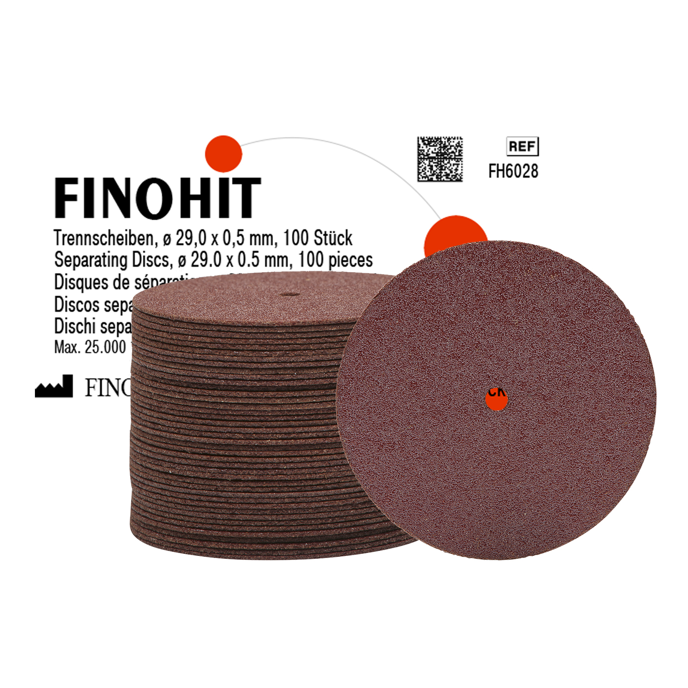 FINOHIT Separating Discs, Aluminium Oxide, ø 29.0 x 0.5 mm - 100 pieces