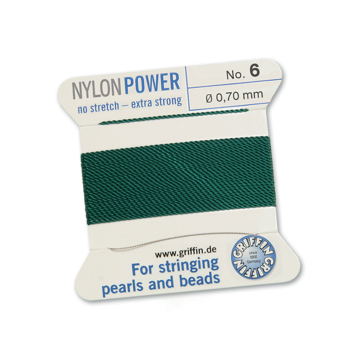 Bead Cord NylonPower Perlseide, grün, Nr. 6 - 2 m