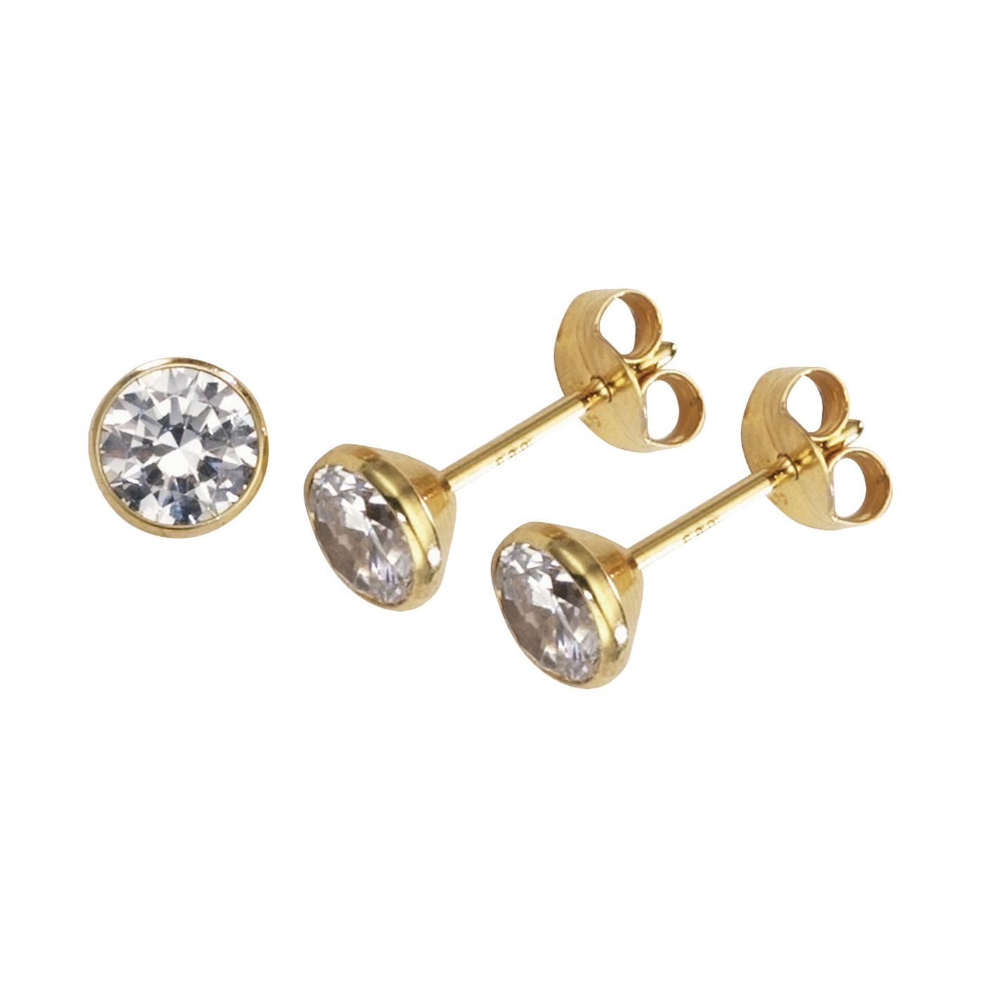 FBM Ohrstecker, 333 G, Zirkonia weiß, ø 5,50 mm - 1 Paar