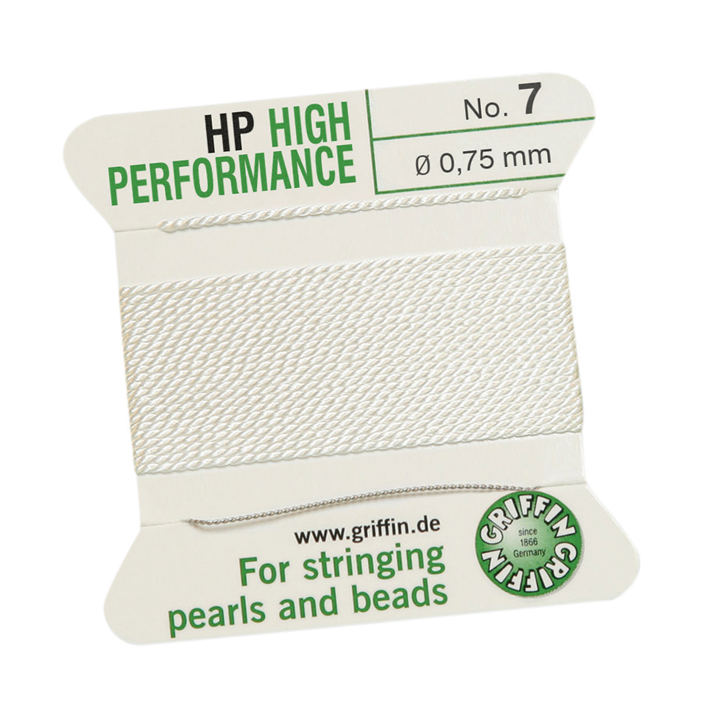 Bead Cord High Performance, White, 1 Needle, No. 7 - 2 m