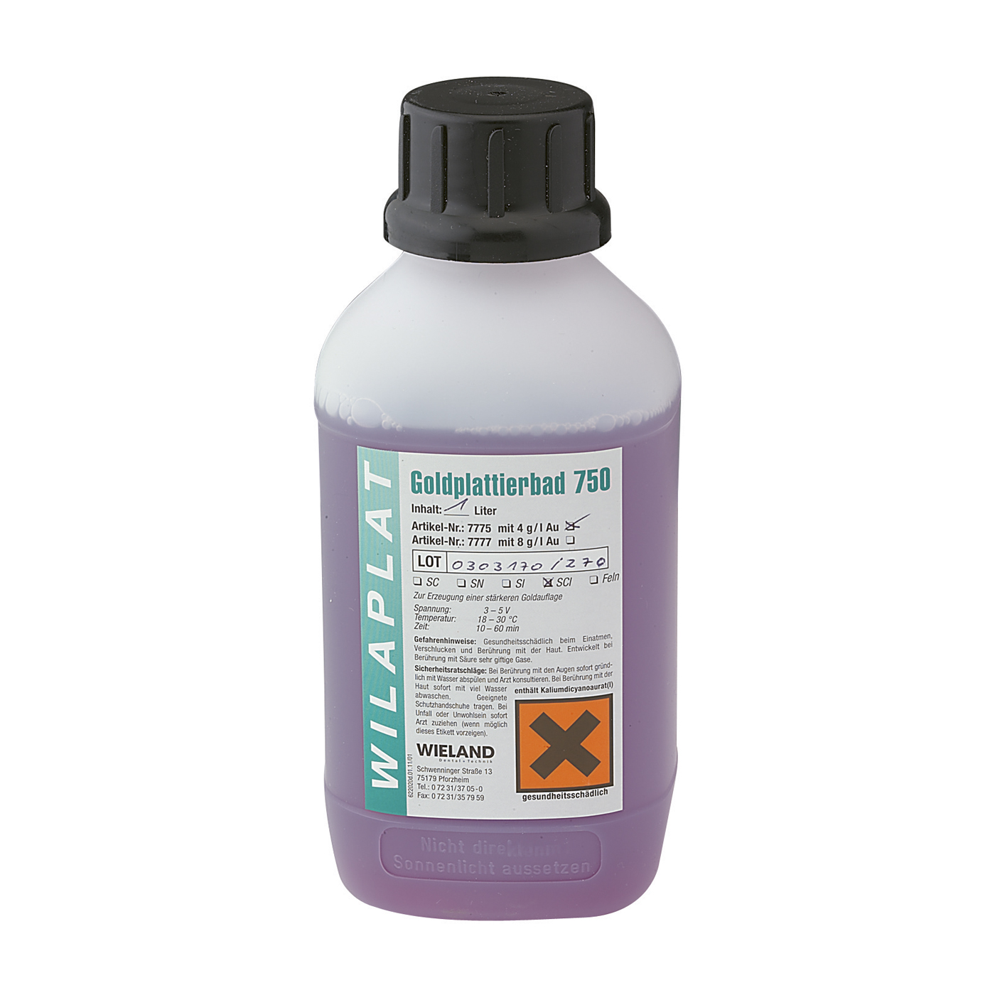 Wilaplat Gold Plating Bath 750, 4 g Au - 1000 ml