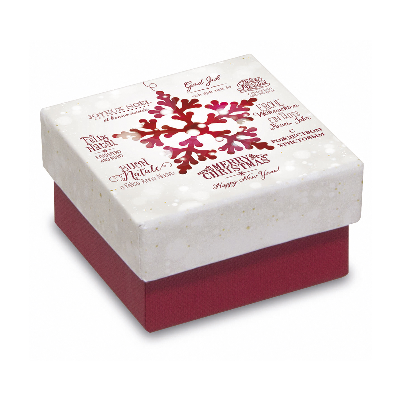 Schmucketuis "Schneeflocke", rot/creme, 50 x 50 x 30 mm - 5 Stück Schmucketuis "Schneeflocke", rot/creme, 50 x 50 x 30 mm - 5 Stück
