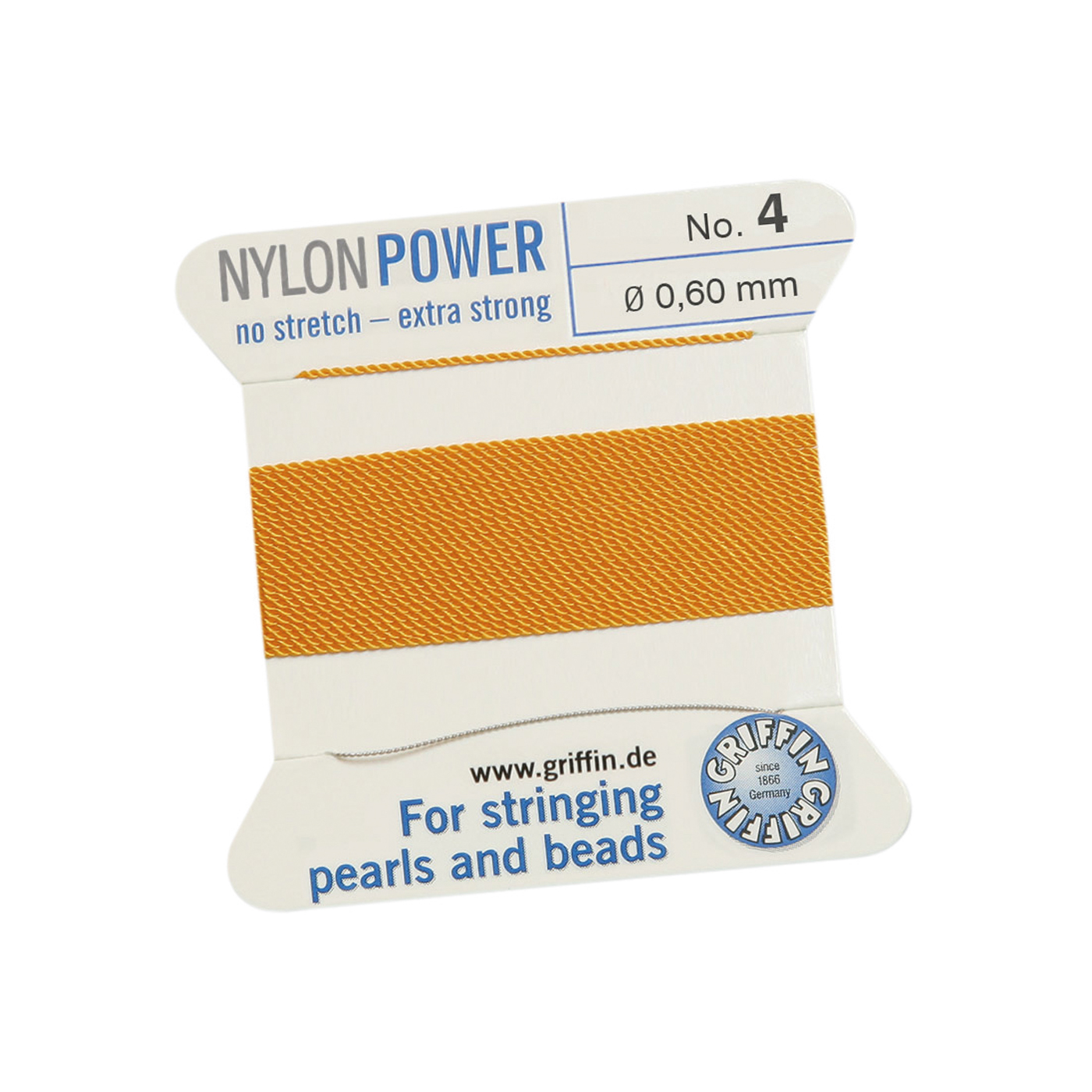 Bead Cord NylonPower, Dark Yellow, No. 4 - 2 m