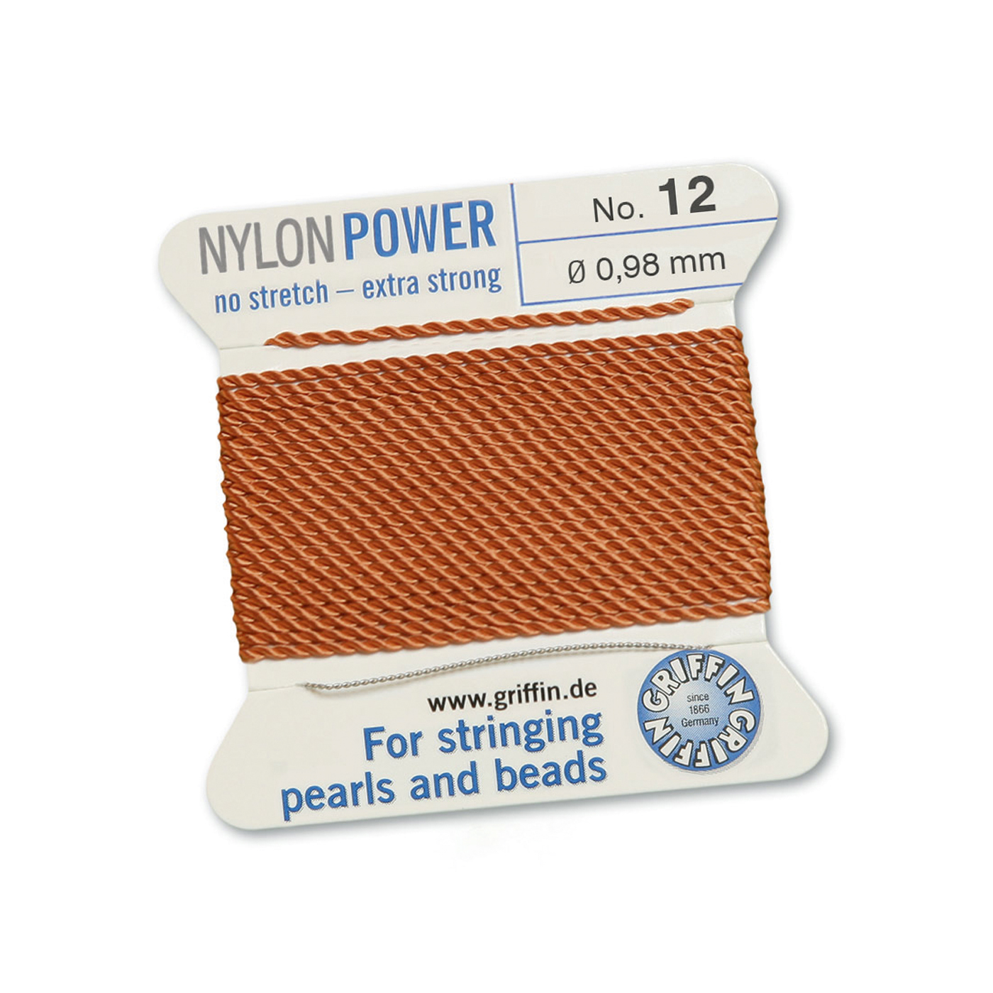 Bead Cord NylonPower, Carnelian, No. 12 - 2 m