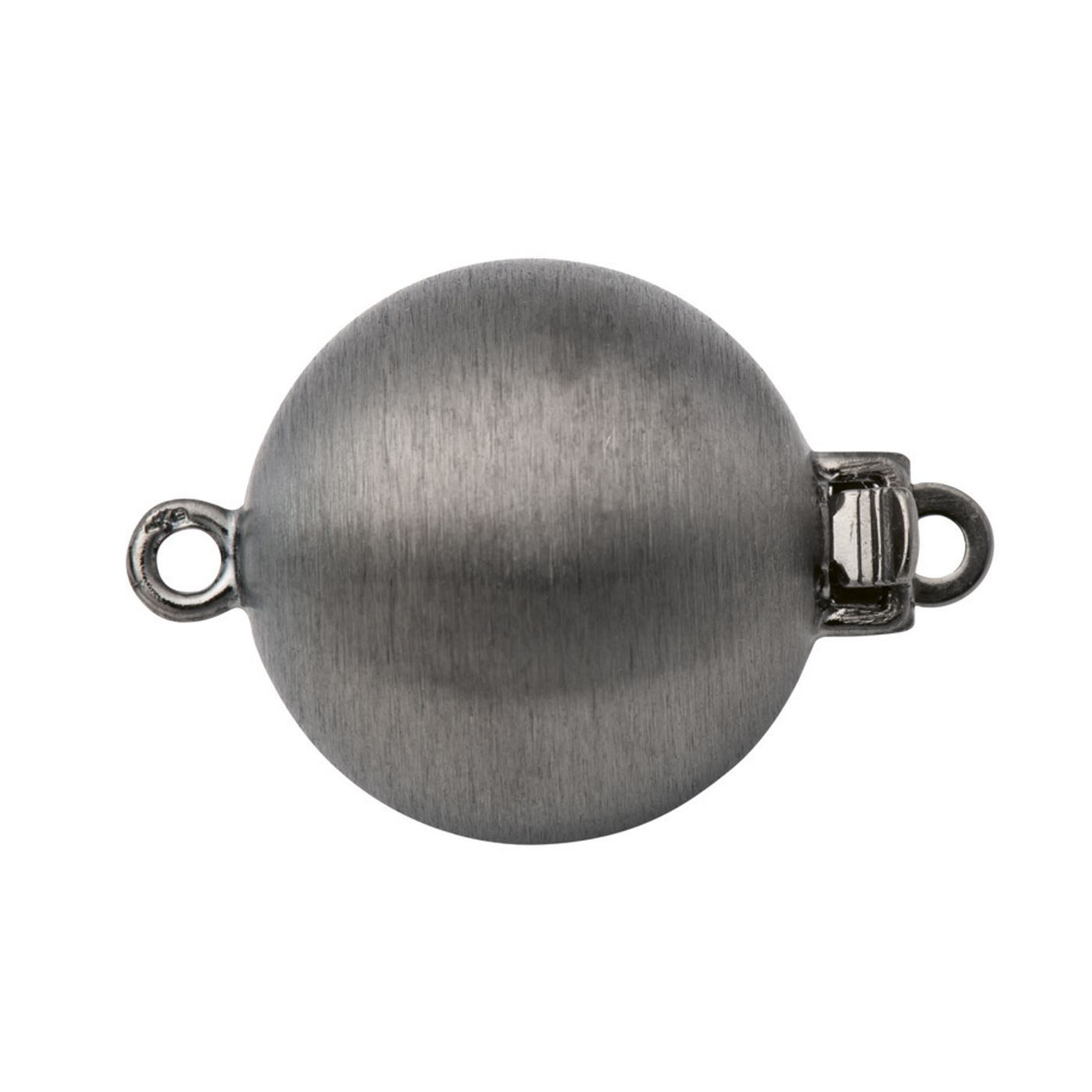 Clasp, Ball, 925Ag Black Rhodium-Plated Matted, ø 14 mm - 1 piece