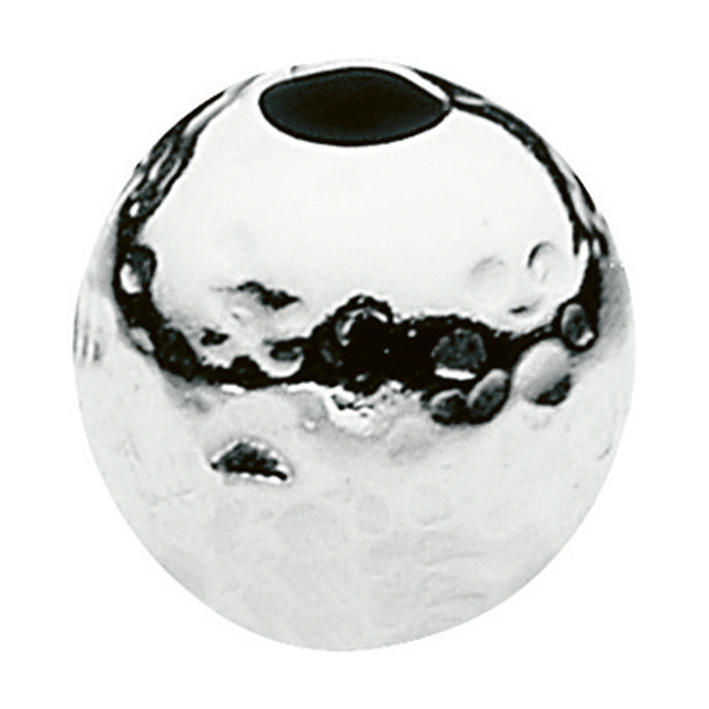 2-Hole Ball, 925Ag Hammered, ø 5 mm - 1 piece
