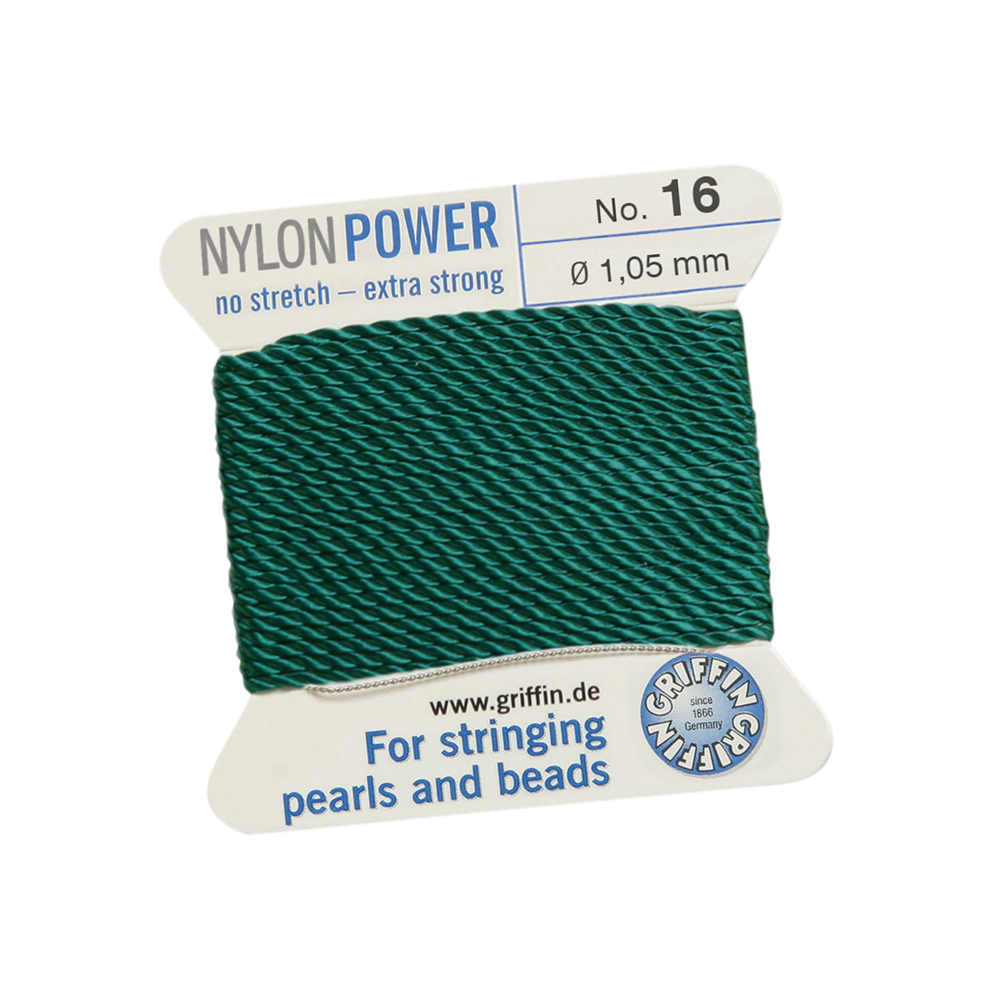 Bead Cord NylonPower Perlseide, grün, Nr. 16 - 2 m