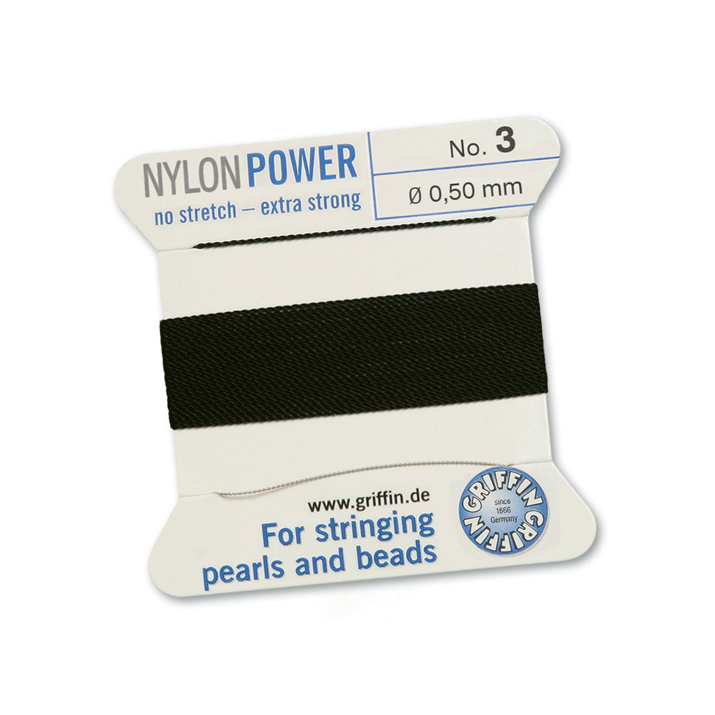 Bead Cord NylonPower, Black, No. 3 - 2 m