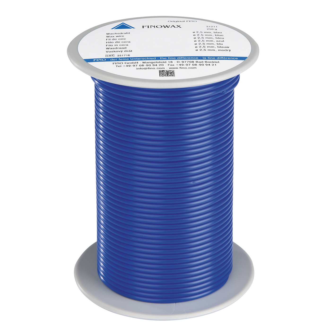 FINOWAX Wax Wire, ø 2.5 mm, Hard, Blue - 250 g
