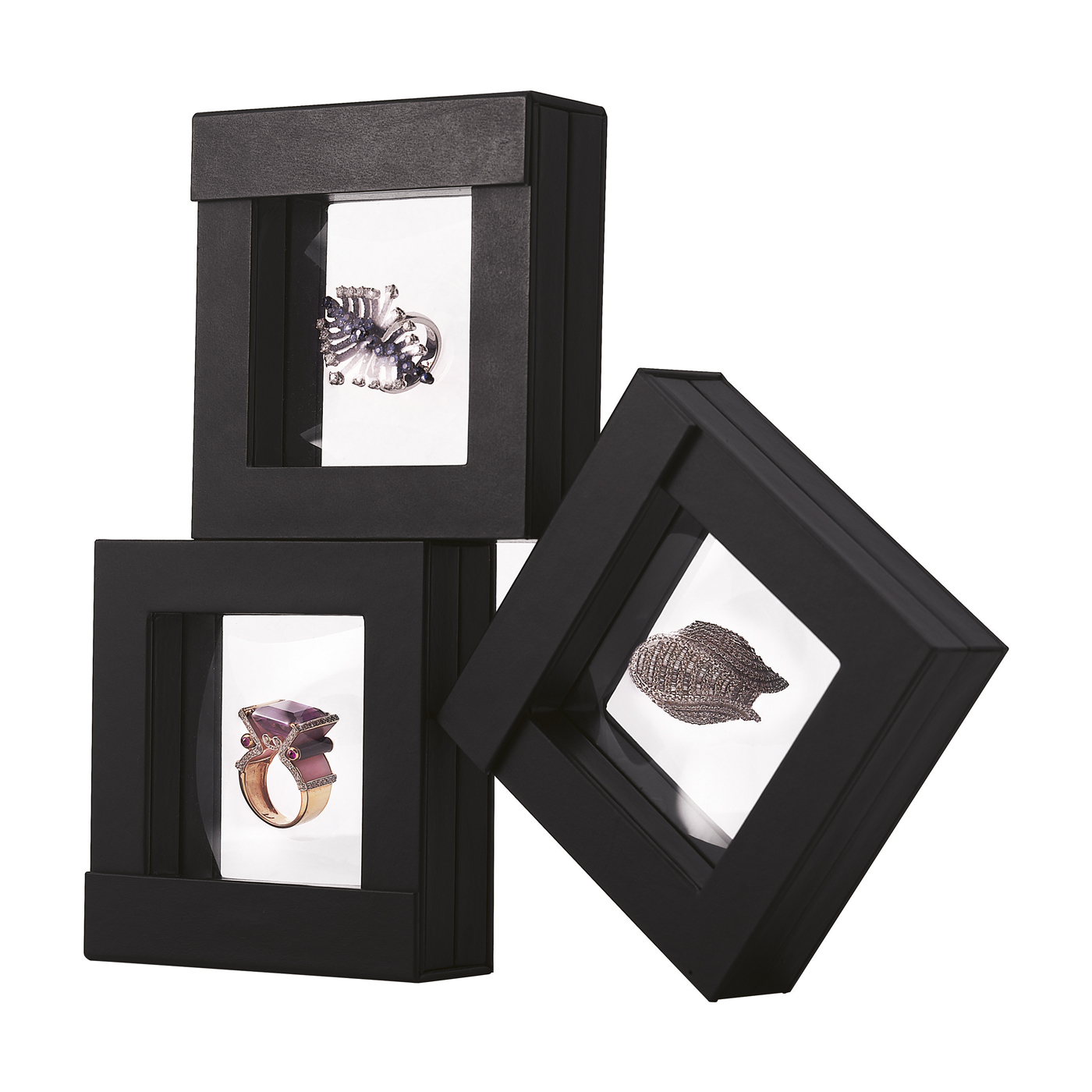 Schmucketui "Frame", schwarz, 150 x 150 x 25 mm - 1 Stück