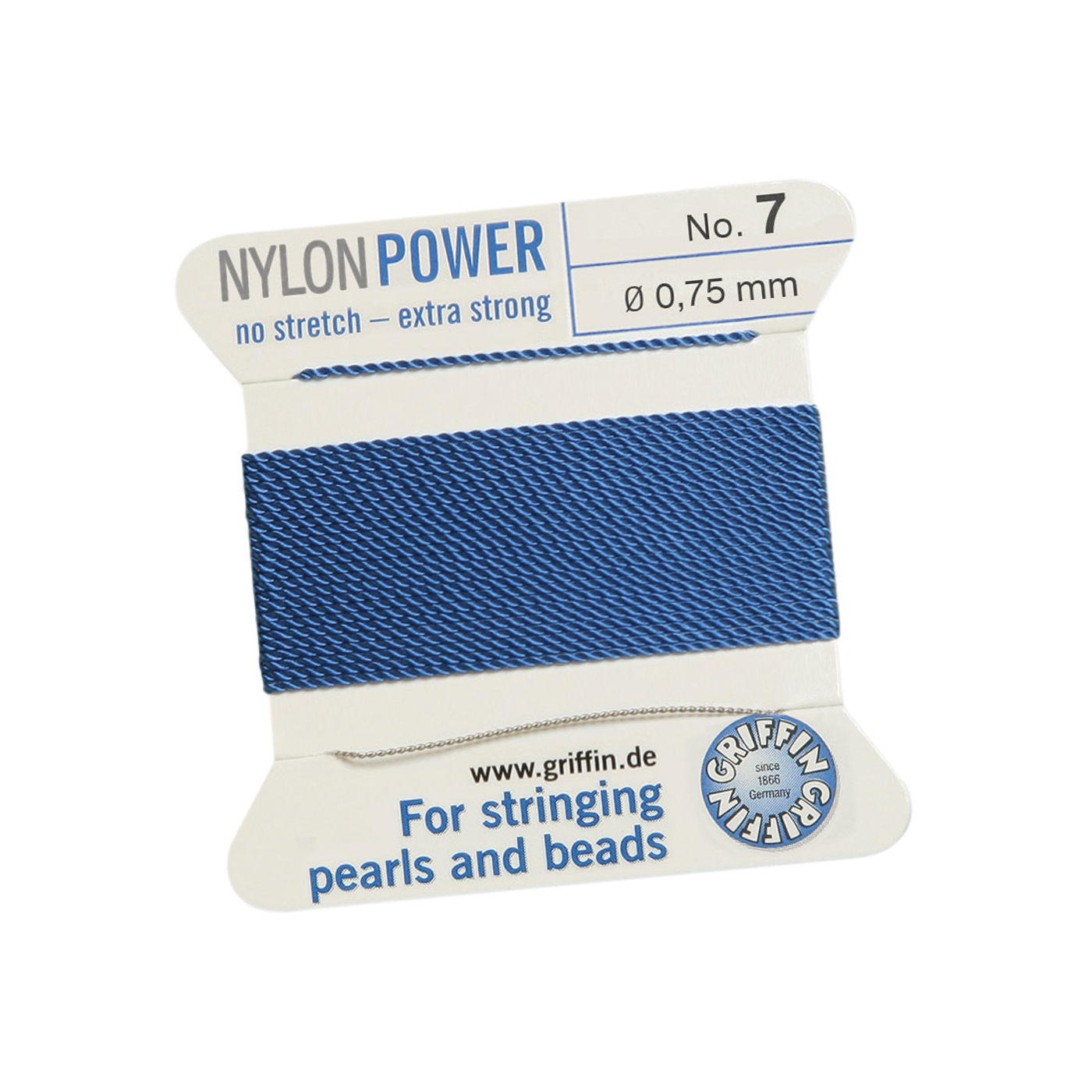 Bead Cord NylonPower Perlseide, blau, Nr. 7 - 2 m