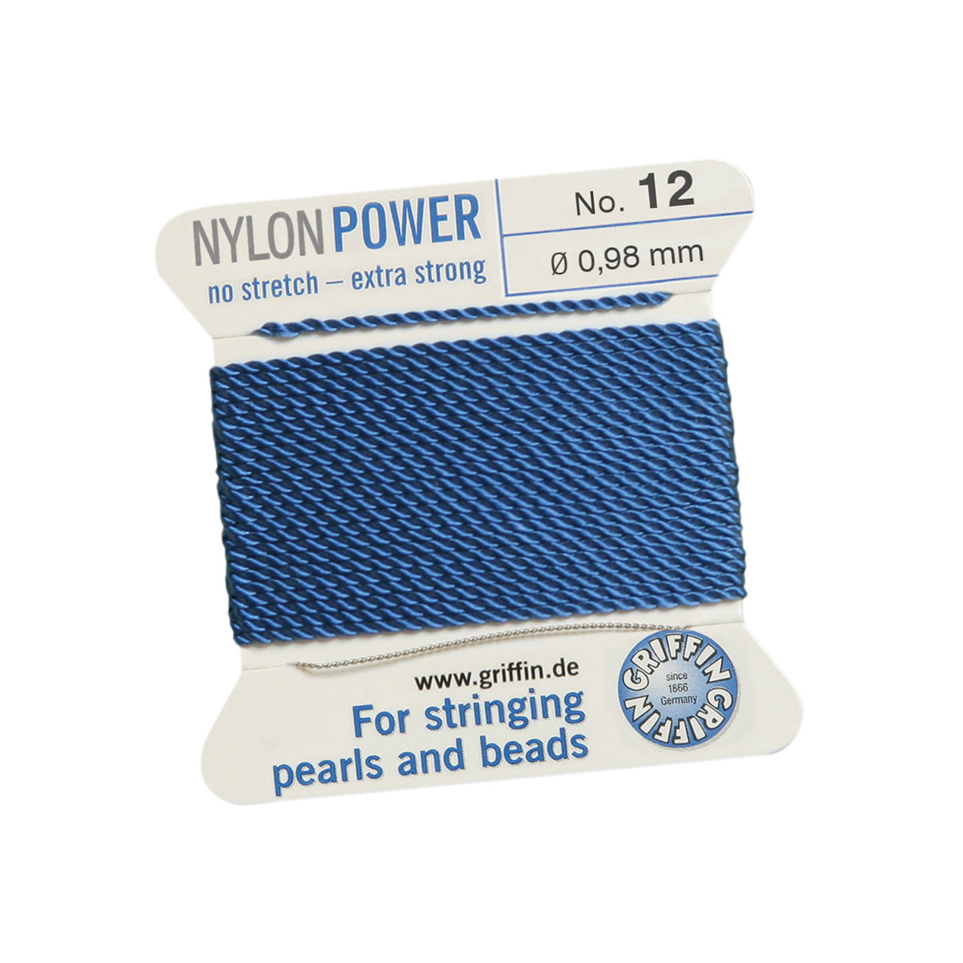 Bead Cord NylonPower Perlseide, blau, Nr. 12 - 2 m