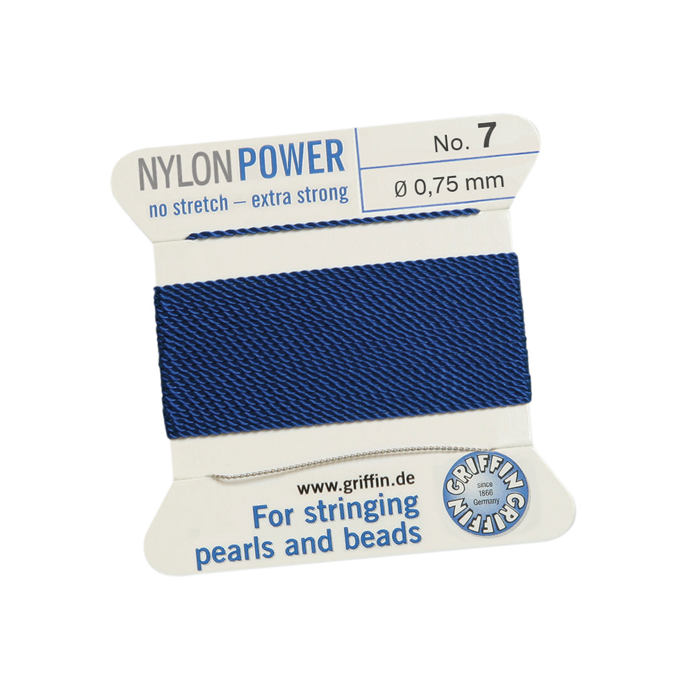 Bead Cord NylonPower Perlseide, dunkelblau, Nr. 7 - 2 m