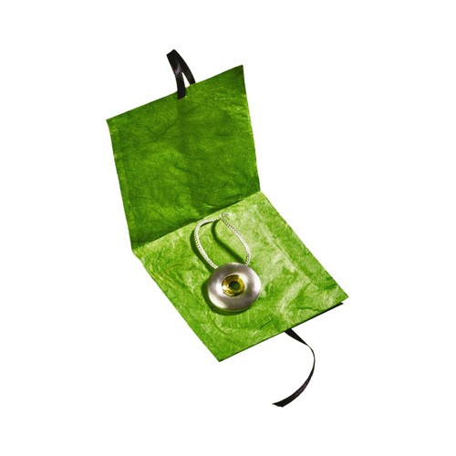 Papiertaschen, grün mit schwarzem Band, 100 x 100 mm - 10 Stück