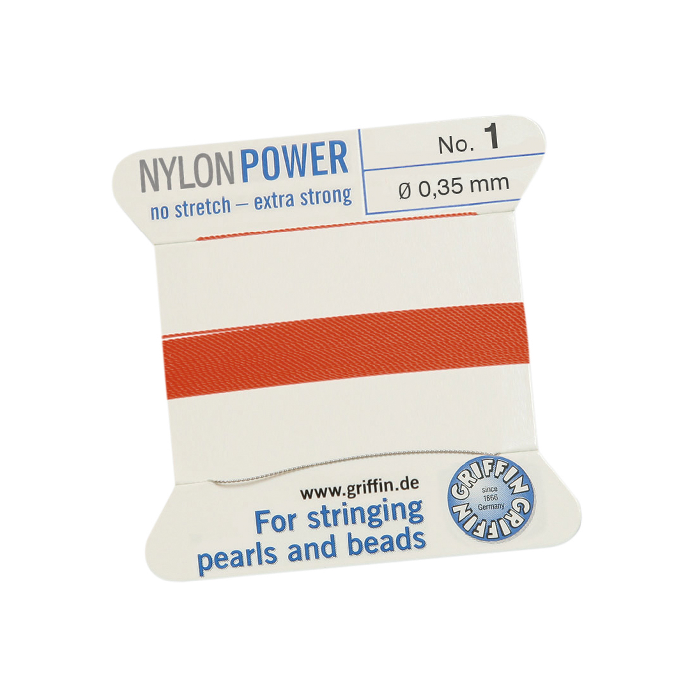 Bead Cord NylonPower Perlseide, korallrot, Nr. 1 - 2 m