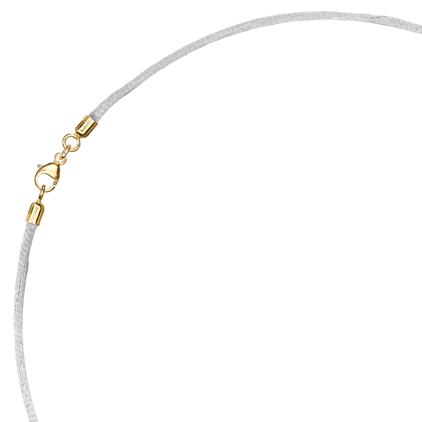 Satinband, 42 cm, ø 2 mm, silber, mit Karabiner 925 Ag verg. - 42 cm